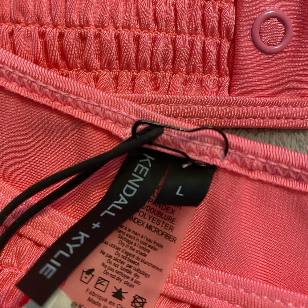 Kendall + Kylie Henley Bikini Two Piece Bathing Suit Neon Pink Size Large - Picture 7 of 9